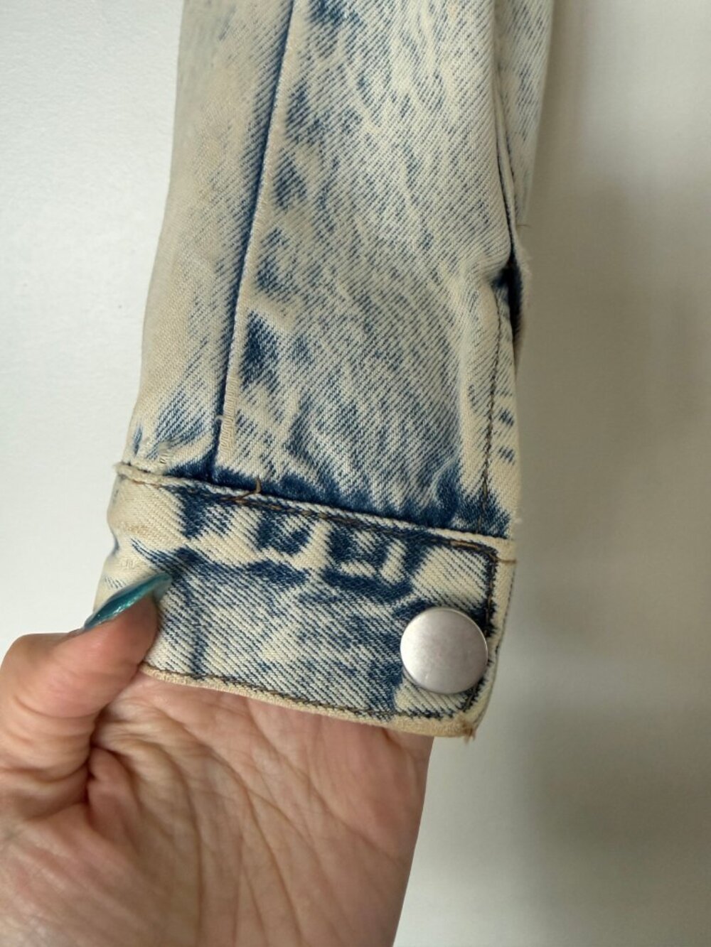 Unbranded Acid Wash Denim Jacket Zip Front Cropped Size S